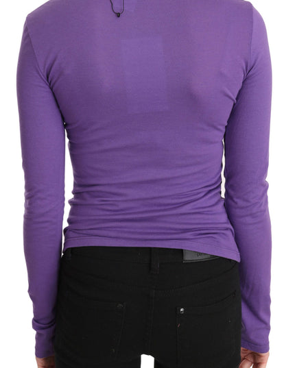 Purple Exte Crystal Embellished Long Sleeve Top Blouse