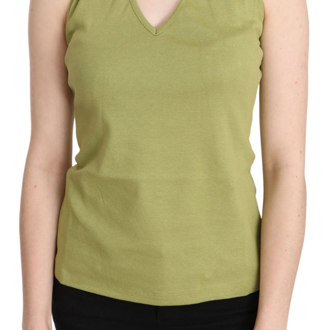 GF Ferre Green Halter Cotton Sleeveless Casual Tank Top Blouse
