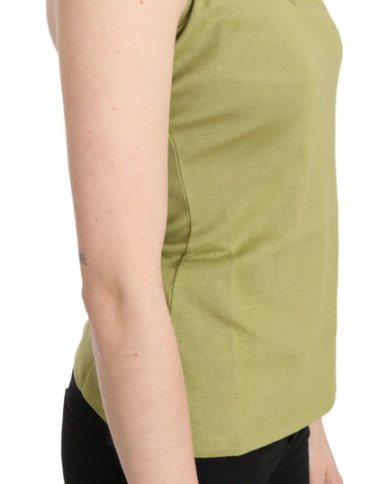 GF Ferre Green Halter Cotton Sleeveless Casual Tank Top Blouse