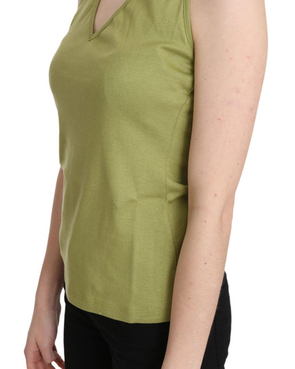 GF Ferre Green Halter Cotton Sleeveless Casual Tank Top Blouse