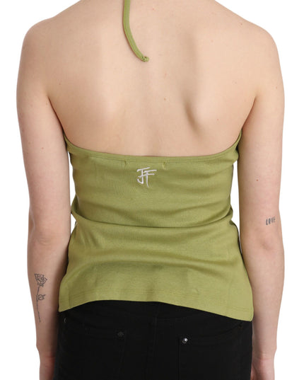 GF Ferre Green Halter Cotton Sleeveless Casual Tank Top Blouse