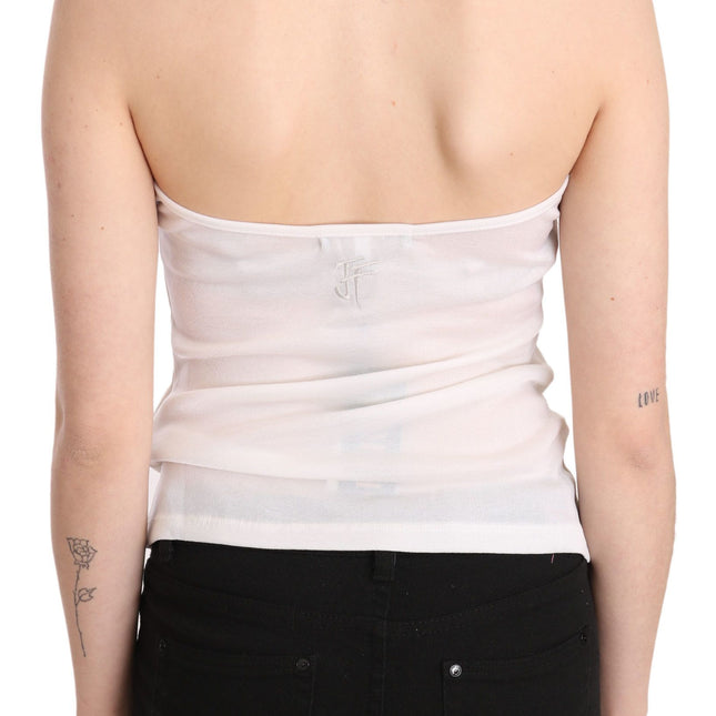 GF Ferre White Halter Cotton Sleeveless Casual Tank Top Blouse