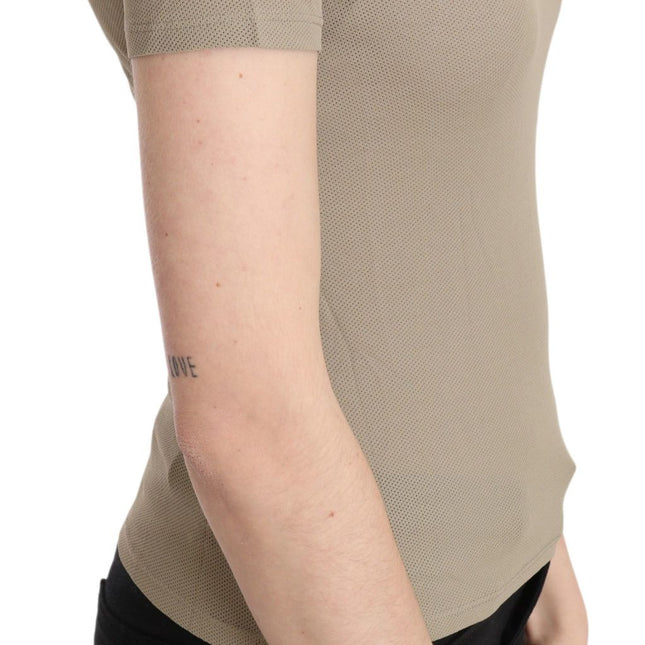 GF Ferre Gray 100% Nylon Short Sleeve Casual Tank Top Blouse