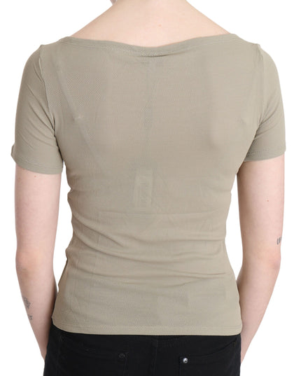 GF Ferre Gray 100% Nylon Short Sleeve Casual Tank Top Blouse