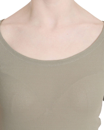 GF Ferre Gray 100% Nylon Short Sleeve Casual Tank Top Blouse