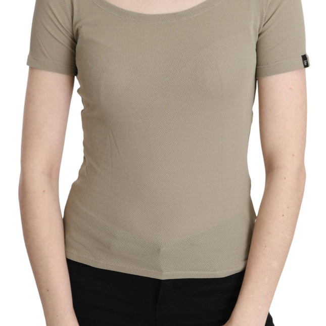GF Ferre Gray 100% Nylon Short Sleeve Casual Tank Top Blouse