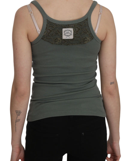 PINK MEMORIES Green Spaghetti Strap Slim Fit Casual Tank Top Blouse