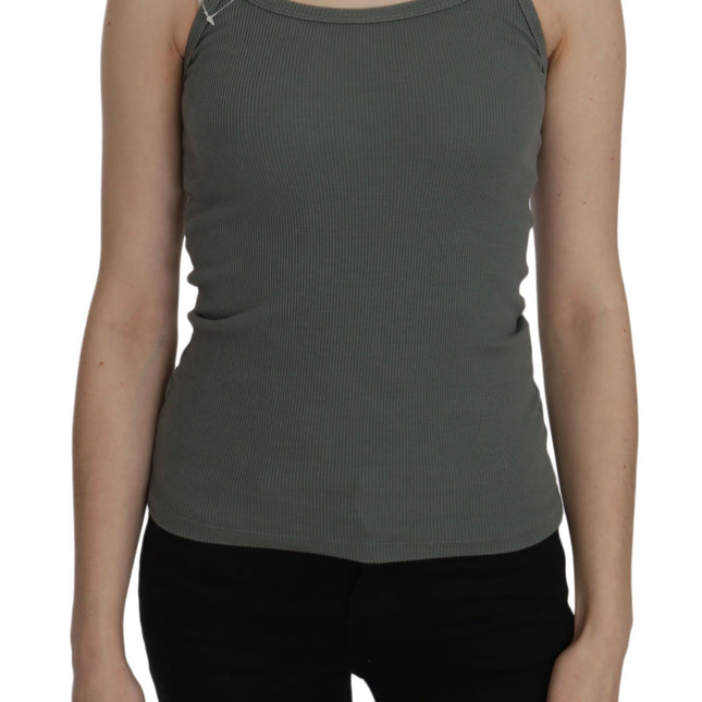 PINK MEMORIES Green Spaghetti Strap Slim Fit Casual Tank Top Blouse