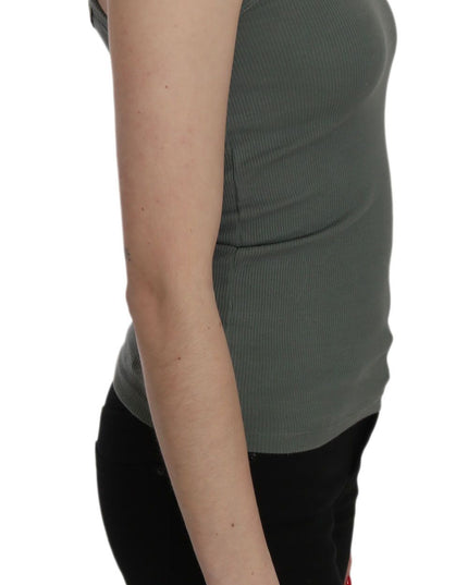 PINK MEMORIES Green Spaghetti Strap Slim Fit Casual Tank Top Blouse