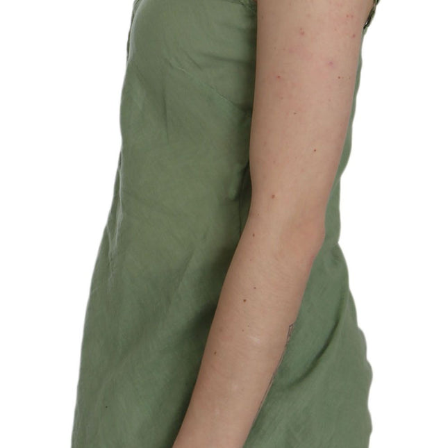 PINK MEMORIES Green Silk Spaghetti Strap Tank Top Blouse