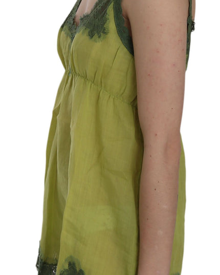 PINK MEMORIES Green Lace Spaghetti Strap Tank Top Blouse