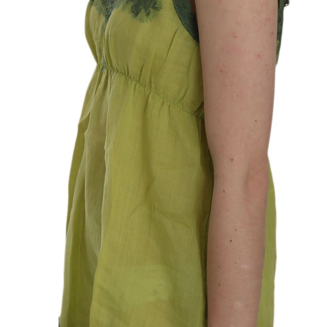 PINK MEMORIES Green Lace Spaghetti Strap Tank Top Blouse