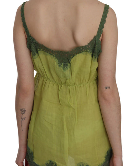 PINK MEMORIES Green Lace Spaghetti Strap Tank Top Blouse