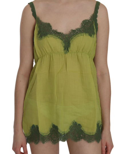 PINK MEMORIES Green Lace Spaghetti Strap Tank Top Blouse