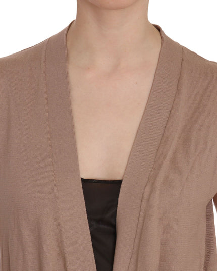 PINK MEMORIES Brown 100% Cotton Sleeveless Cardigan Top Vest