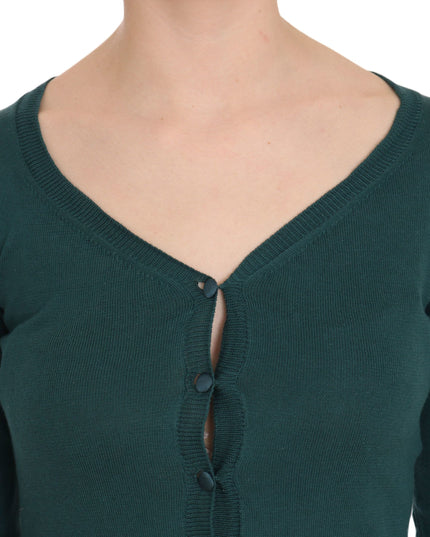 PINK MEMORIES Blue Green Cotton 3/4 Sleeve Cardigan Top Blouse