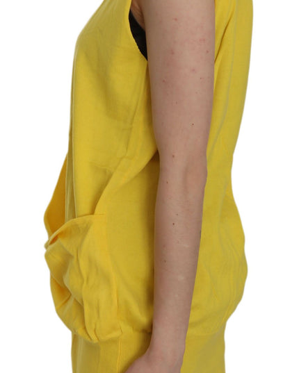 PINK MEMORIES Yellow 100% Cotton Sleeveless Cardigan Top Vest