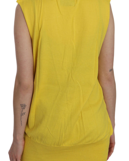 PINK MEMORIES Yellow 100% Cotton Sleeveless Cardigan Top Vest