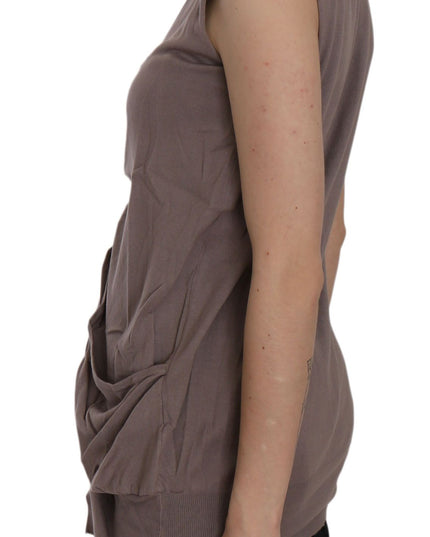 PINK MEMORIES Brown 100% Cotton Sleeveless Cardigan Top Vest