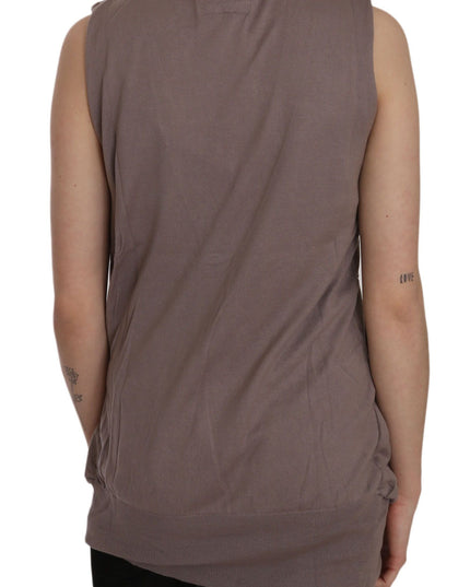 PINK MEMORIES Brown 100% Cotton Sleeveless Cardigan Top Vest