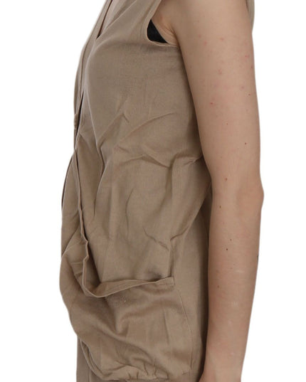 PINK MEMORIES Brown 100% Cotton Sleeveless Cardigan Top Vest