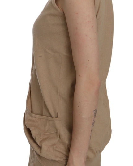 PINK MEMORIES Brown 100% Cotton Sleeveless Cardigan Top Vest