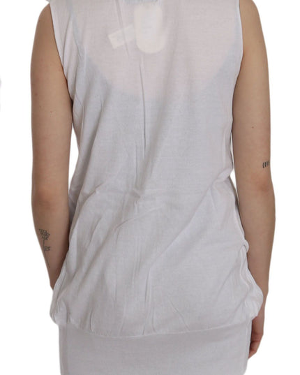 PINK MEMORIES White 100% Cotton Sleeveless Cardigan Top Vest