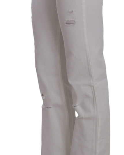 Costume National White Cotton Slim Fit Straight Jeans Pants
