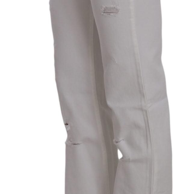 Costume National White Cotton Slim Fit Straight Jeans Pants