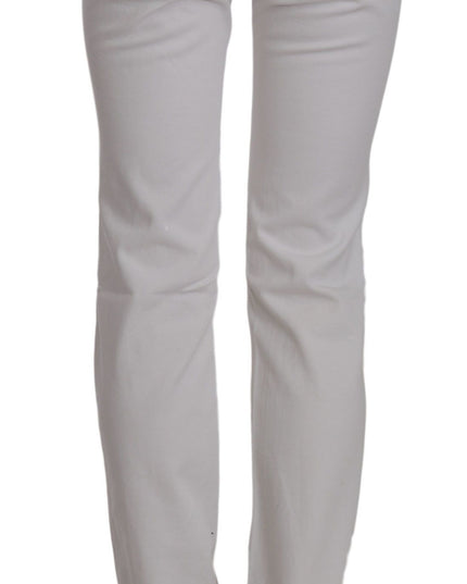Costume National White Cotton Slim Fit Straight Jeans Pants