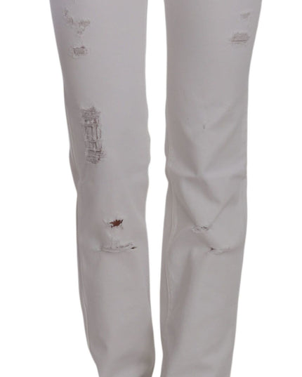 Costume National White Cotton Slim Fit Straight Jeans Pants