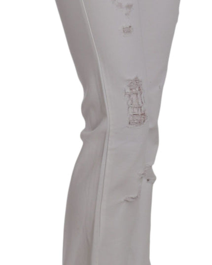 Costume National White Cotton Slim Fit Straight Jeans Pants