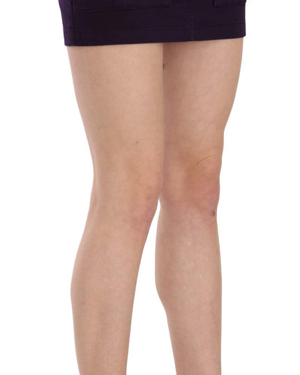 GF Ferre Purple High Waist Button Pocket A-line Mini Skirt