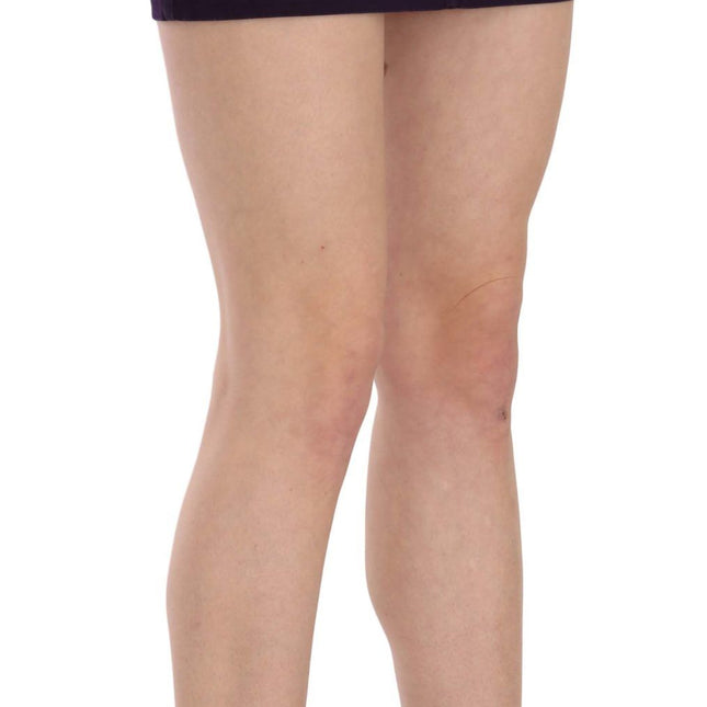 GF Ferre Purple High Waist Button Pocket A-line Mini Skirt