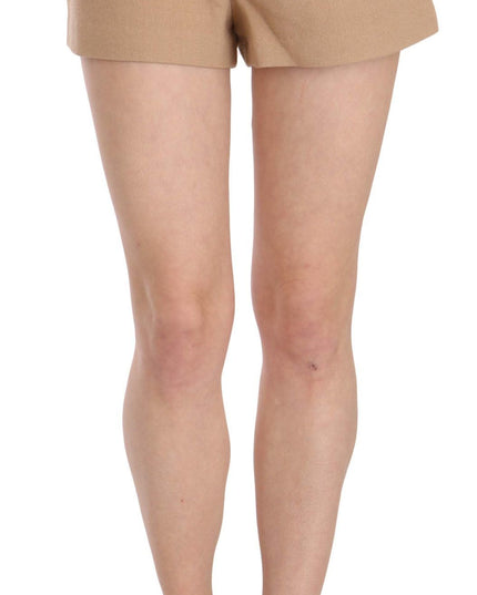 Costume National Shorts Beige Cotton Mid Waist Mini Short