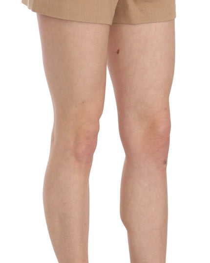 Costume National Shorts Beige Cotton Mid Waist Mini Short