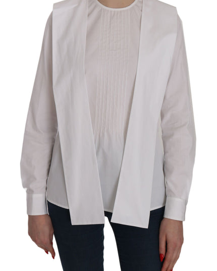 Dsquared² White Crew Neck Long Sleeve Cotton Blouse