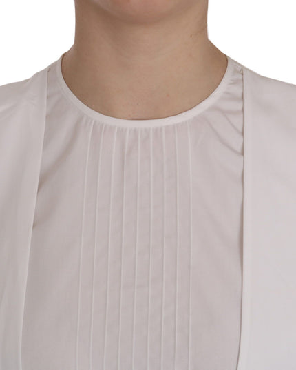 Dsquared² White Crew Neck Long Sleeve Cotton Blouse