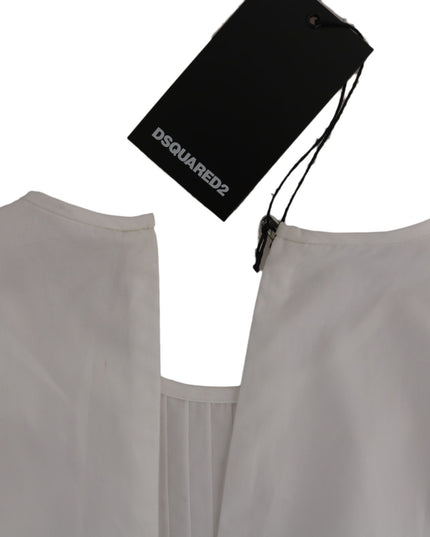 Dsquared² White Crew Neck Long Sleeve Cotton Blouse