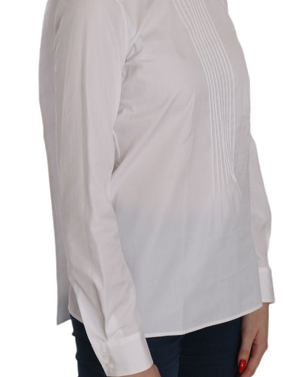 Dsquared² White Crew Neck Long Sleeve Cotton Blouse