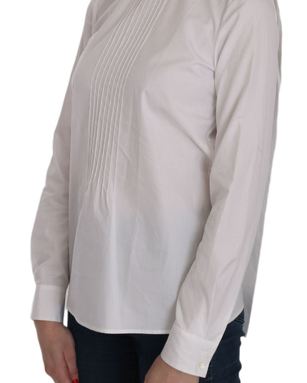 Dsquared² White Crew Neck Long Sleeve Cotton Blouse