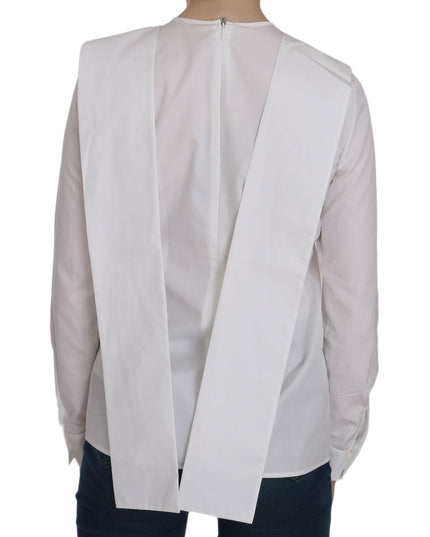 Dsquared² White Crew Neck Long Sleeve Cotton Blouse