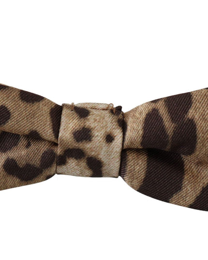 Dolce & Gabbana Brown Leopard Silk Adjustable Neck Papillon Men Bow Tie