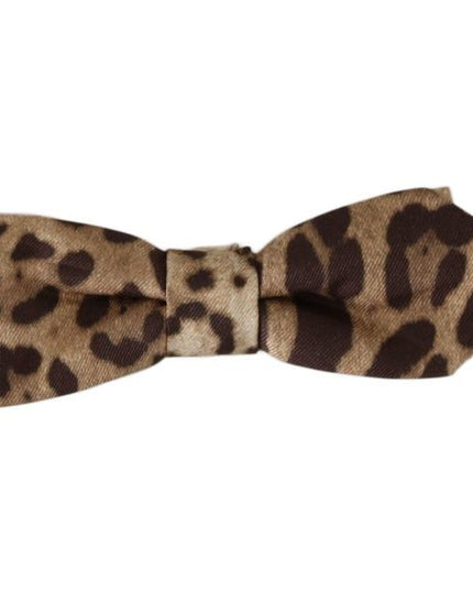Dolce & Gabbana Brown Leopard Silk Adjustable Neck Papillon Men Bow Tie