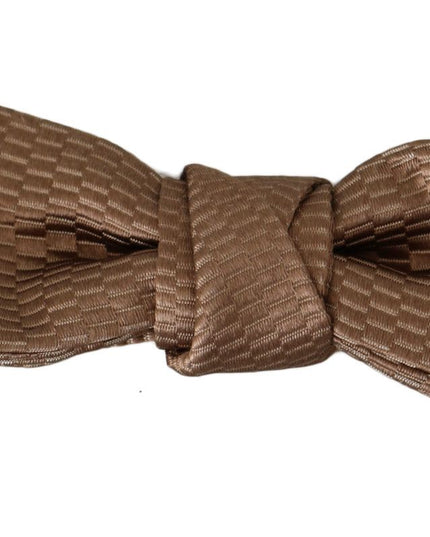 Dolce & Gabbana Men Brown Gold Adjustable Neck Papillon Bow Tie