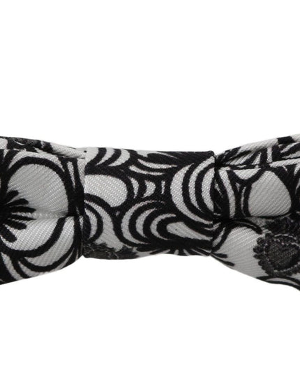 Dolce & Gabbana White Pattern Silk Adjustable Neck Papillon Tie
