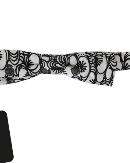 Dolce & Gabbana White Pattern Silk Adjustable Neck Papillon Tie