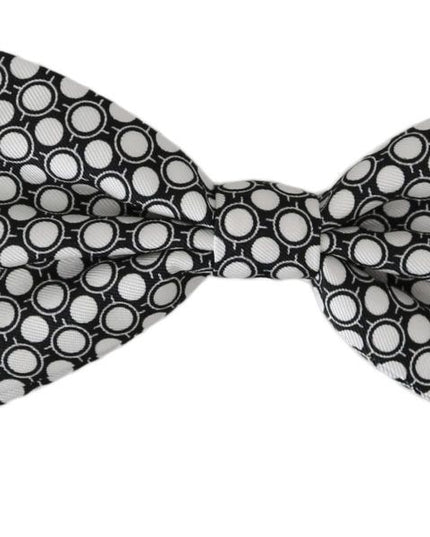 Dolce & Gabbana Men Black White Circles Adjustable Neck Papillon Bow Tie