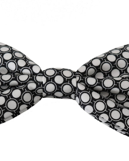 Dolce & Gabbana Men Black White Circles Adjustable Neck Papillon Bow Tie