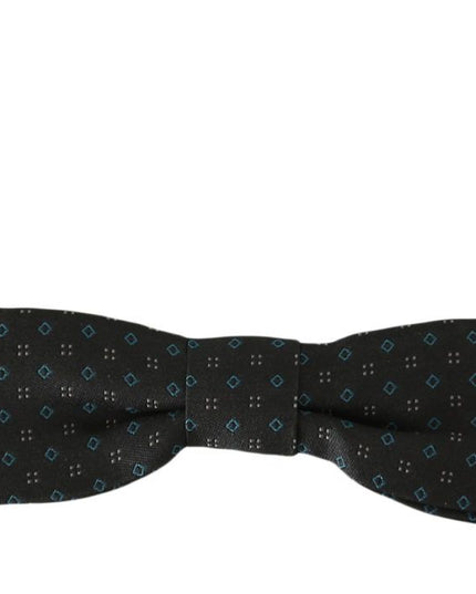 Dolce & Gabbana Men Gray Pattern Silk Adjustable Neck Papillon Bow Tie